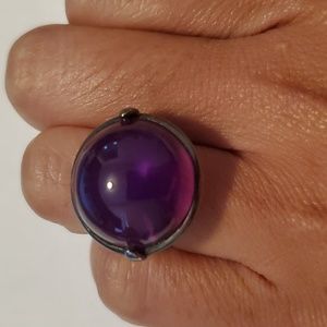 Bottega Veneta Purple Glass Dome Cocktail Ring - Size 5.5 (Italy 11) EUC